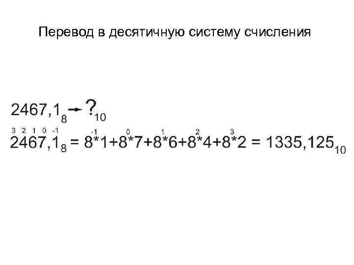 Перевод в десятичную систему счисления 