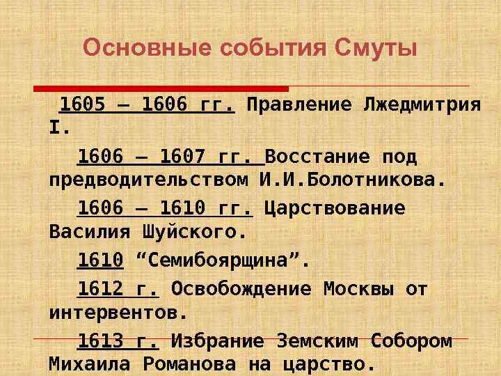 События смутного времени. Основные события смуты 1598-1605. 1610-1613 Событие. События смуты 1610. Восстание Болотникова основные события 1605-1607.