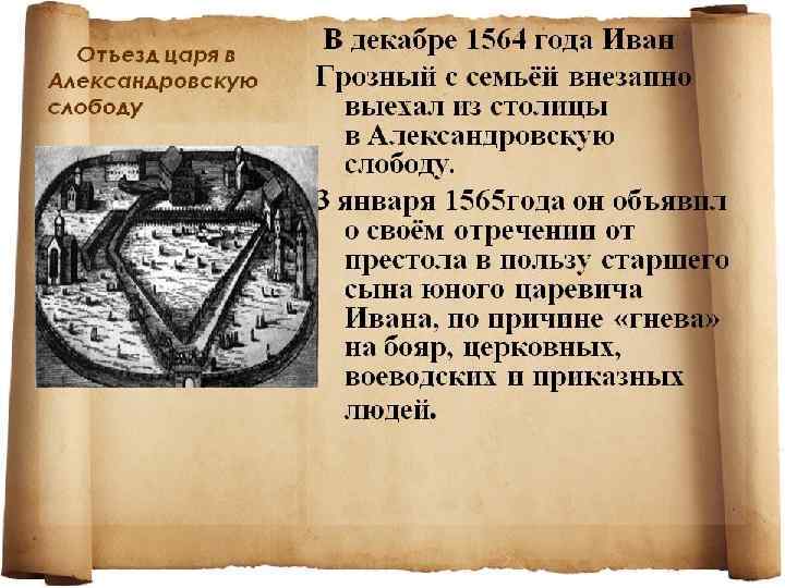 Для собственной охраны, для выявления «измены» и расправ с неугодными царь создал особое войско