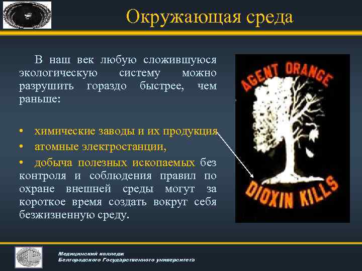 Окружающая среда В наш век любую сложившуюся экологическую систему можно разрушить гораздо быстрее, чем