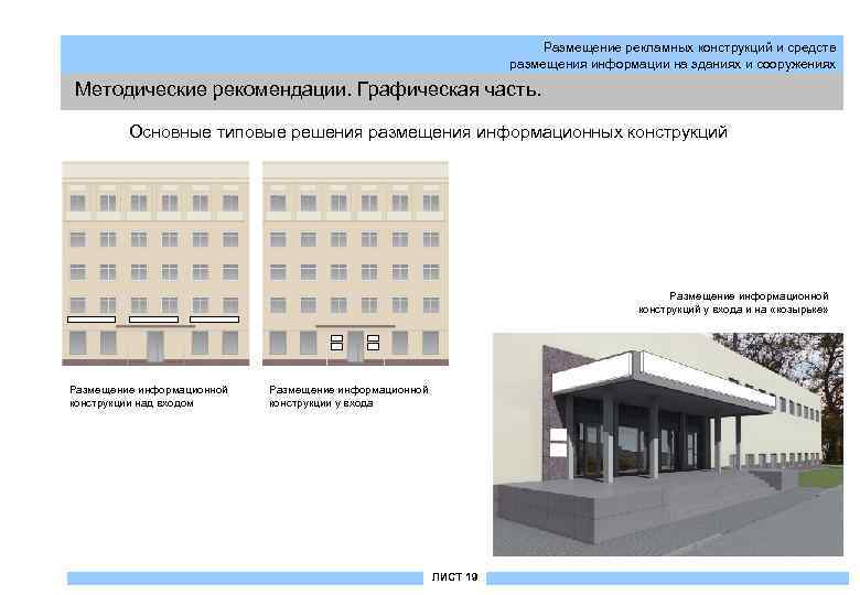 Размещение рекламных конструкций и средств размещения информации на зданиях и сооружениях Методические рекомендации. Графическая