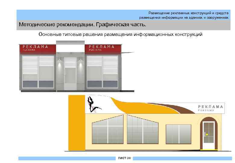 Размещение рекламных конструкций и средств размещения информации на зданиях и сооружениях Методические рекомендации. Графическая