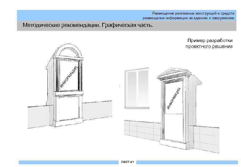 Размещение рекламных конструкций и средств размещения информации на зданиях и сооружениях Методические рекомендации. Графическая