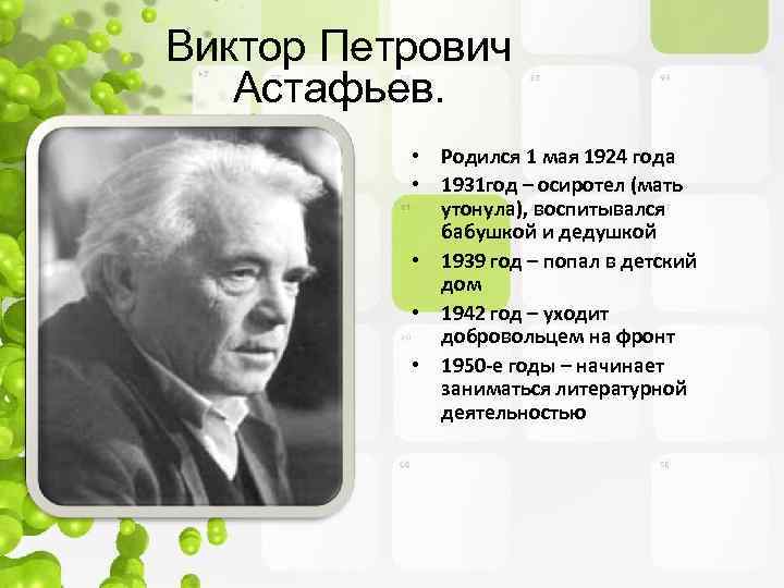 Виктор Петрович Астафьев. • Родился 1 мая 1924 года • 1931 год – осиротел