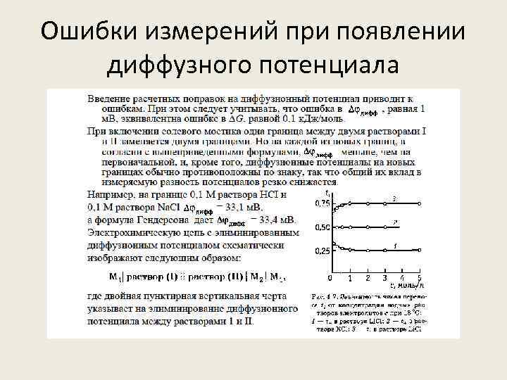 Ошибки измерений при появлении диффузного потенциала 