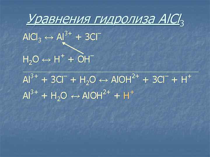 Напишите уравнение гидролиза