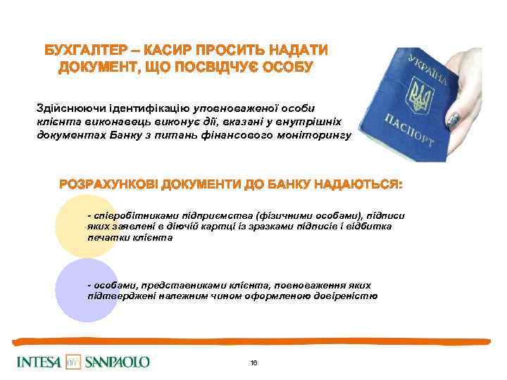 БУХГАЛТЕР – КАСИР ПРОСИТЬ НАДАТИ ДОКУМЕНТ, ЩО ПОСВІДЧУЄ ОСОБУ Здійснюючи ідентифікацію уповноваженої особи клієнта