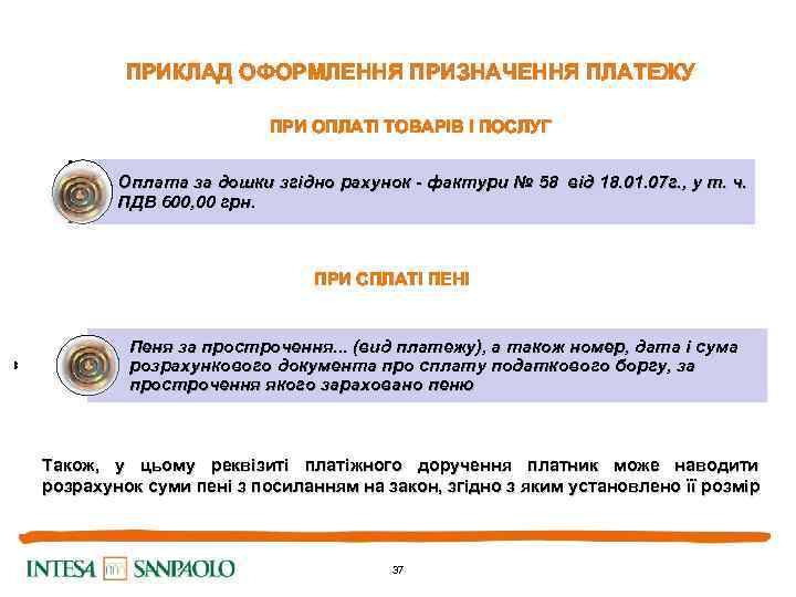 ПРИКЛАД ОФОРМЛЕННЯ ПРИЗНАЧЕННЯ ПЛАТЕЖУ ПРИ ОПЛАТІ ТОВАРІВ І ПОСЛУГ Оплата за дошки згідно рахунок