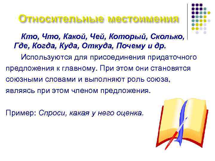 Кто, Что, Какой, Чей, Который, Сколько, Где, Когда, Куда, Откуда, Почему и др. Используются