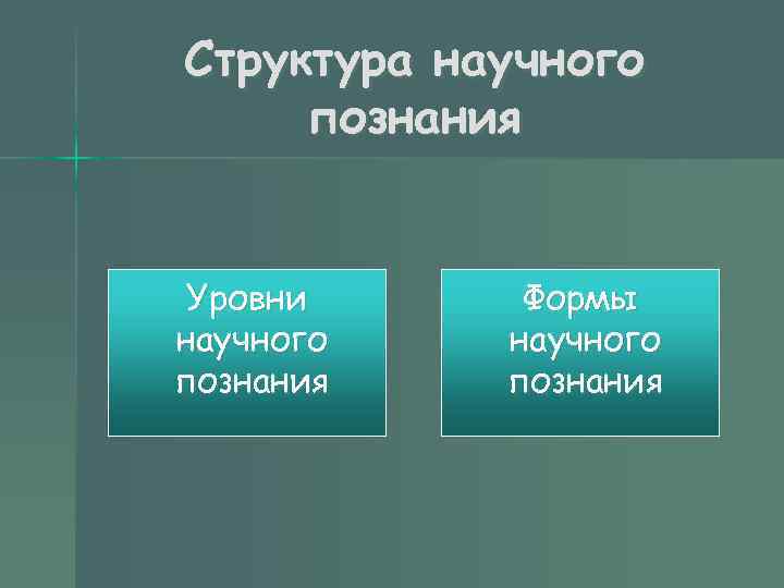 Структура научного познания Уровни научного познания Формы научного познания 