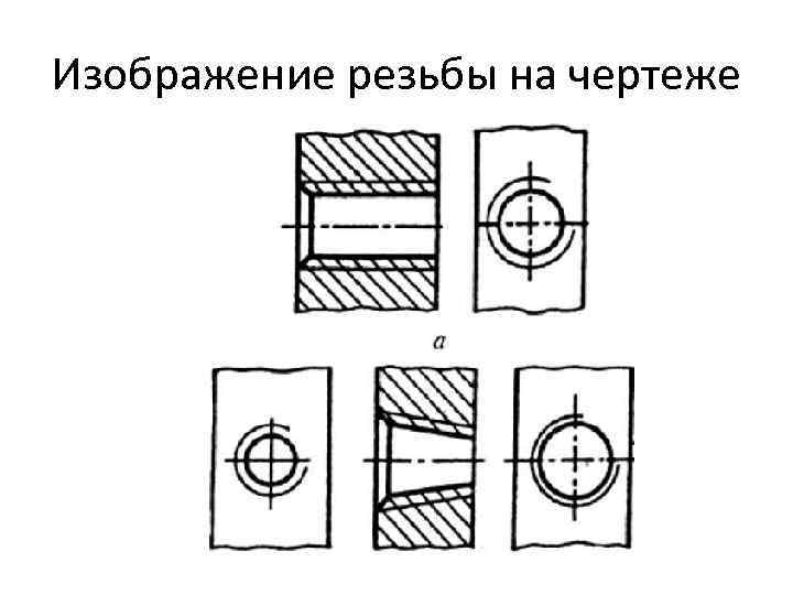 Изображение резьбы на чертеже 