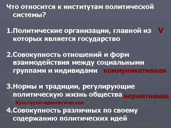 Социально политический институт партия. Политические партии это политический институт. Институты Полит системы. Что относится к институтам политической системы.