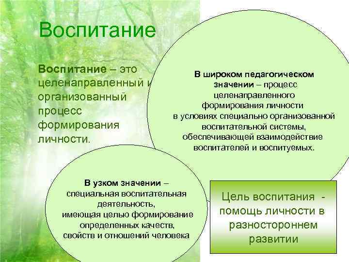 Воспитание – это В широком педагогическом целенаправленный и значении – процесс организованный целенаправленного формирования