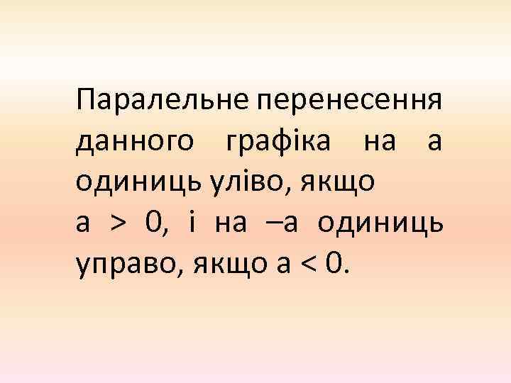 Паралельне перенесення данного графіка на а одиниць уліво, якщо а > 0, і на