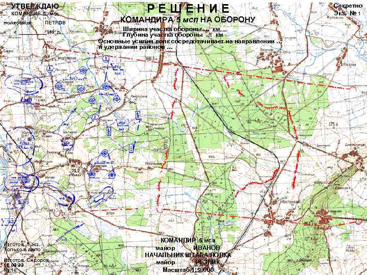 УТВЕРЖДАЮ КОМАНДИР 5 мсд полковник « ПЕТРОВ « ______199 г. Изготов. 1 экз. Только