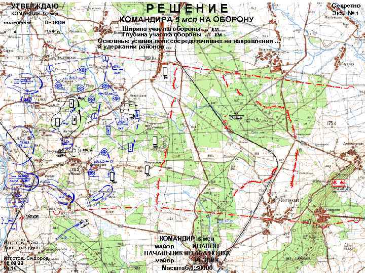 УТВЕРЖДАЮ КОМАНДИР 5 мсд полковник « ПЕТРОВ « ______199 г. Изготов. 1 экз. Только