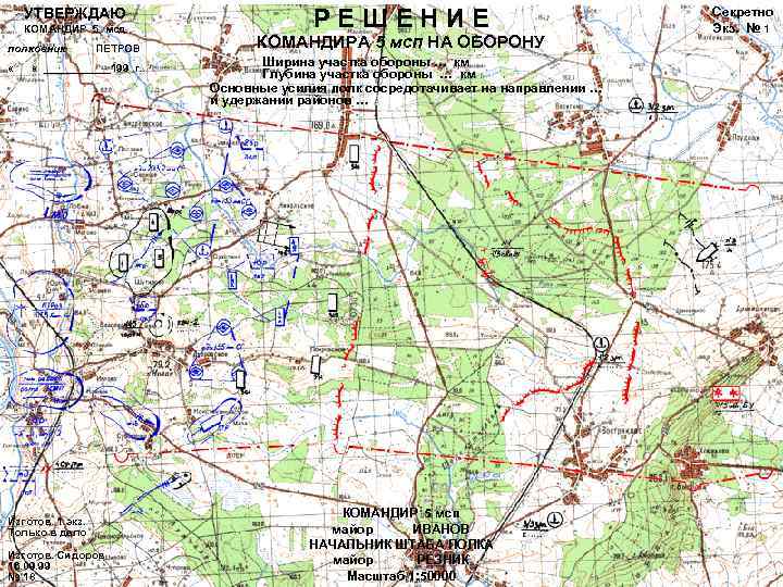 УТВЕРЖДАЮ КОМАНДИР 5 мсд полковник « ПЕТРОВ « ______199 г. Изготов. 1 экз. Только