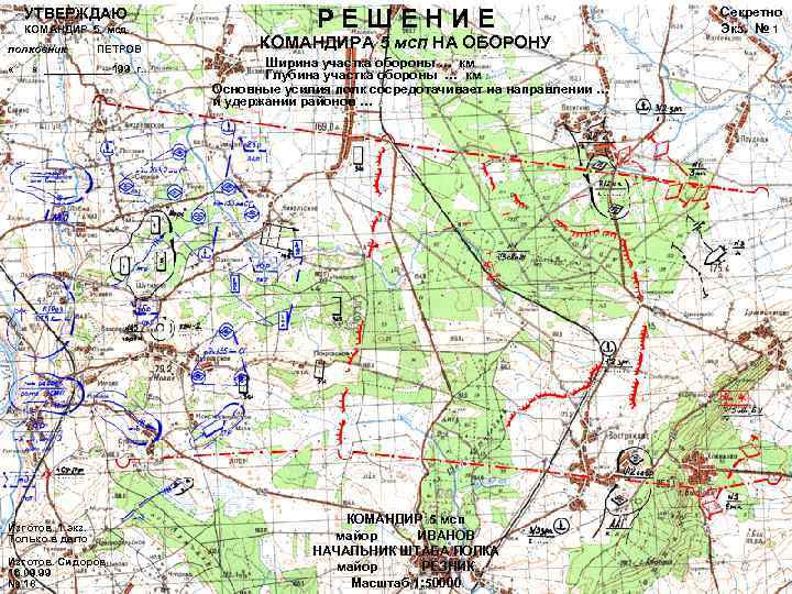 УТВЕРЖДАЮ КОМАНДИР 5 мсд полковник « ПЕТРОВ « ______199 г. Изготов. 1 экз. Только