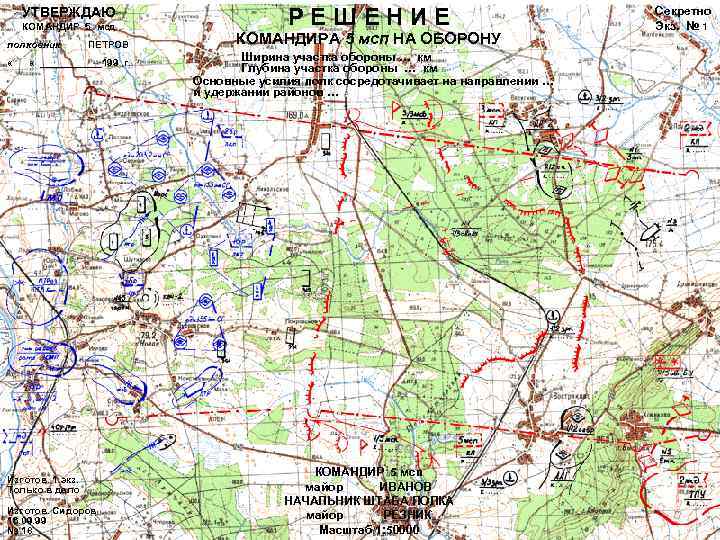 УТВЕРЖДАЮ КОМАНДИР 5 мсд полковник « ПЕТРОВ « ______199 г. Изготов. 1 экз. Только