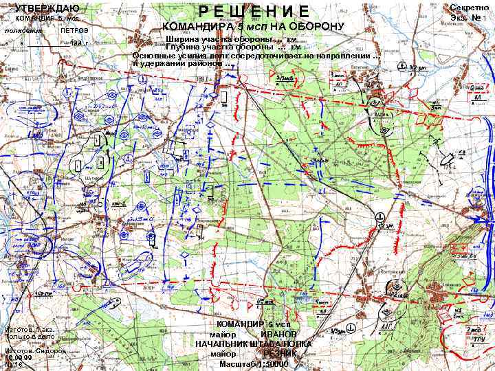 УТВЕРЖДАЮ КОМАНДИР 5 мсд полковник « ПЕТРОВ « ______199 г. Изготов. 1 экз. Только