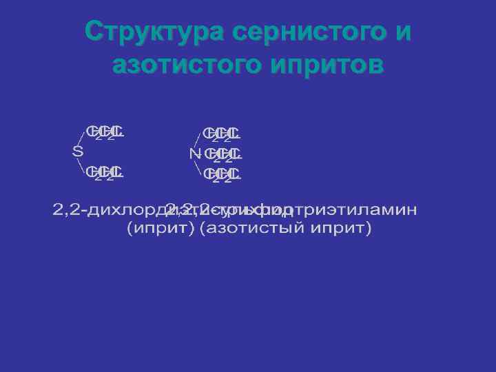 Структура сернистого и азотистого ипритов 