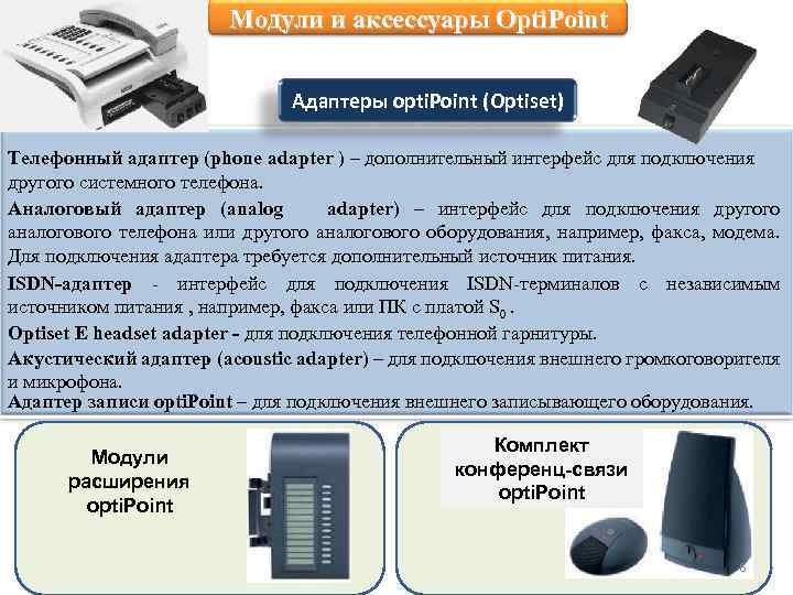 Модули и аксессуары Opti. Point Адаптеры opti. Point (Optiset) Телефонный адаптер (phone adapter )