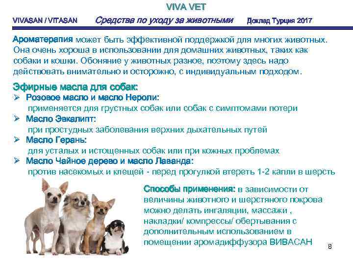 VIVA VET VIVASAN / VITASAN Средства по уходу за животными Доклад Турция 2017 Ароматерапия