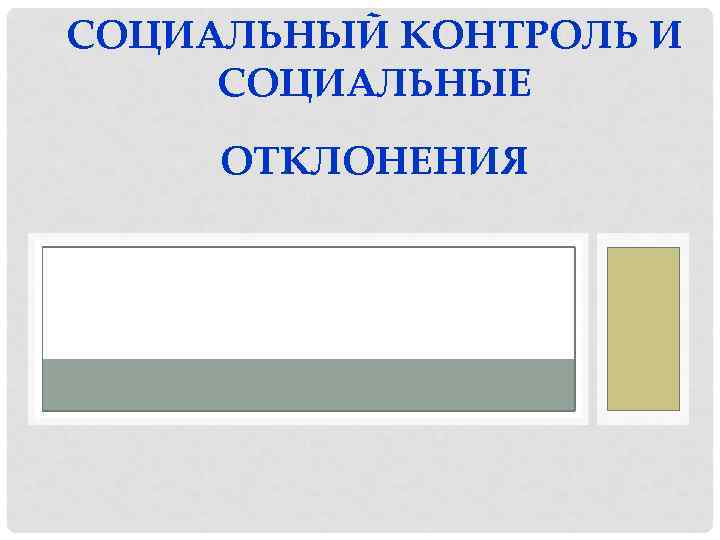 СОЦИАЛЬНЫЙ КОНТРОЛЬ И СОЦИАЛЬНЫЕ ОТКЛОНЕНИЯ 