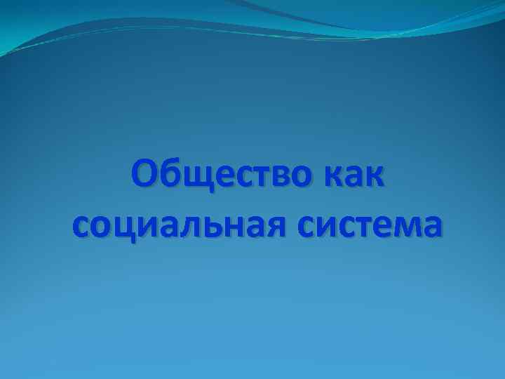 Общество как социальная система 