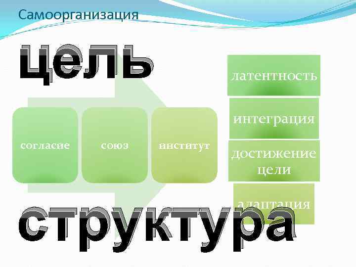 Самоорганизация цель латентность интеграция согласие союз институт достижение цели структура адаптация 