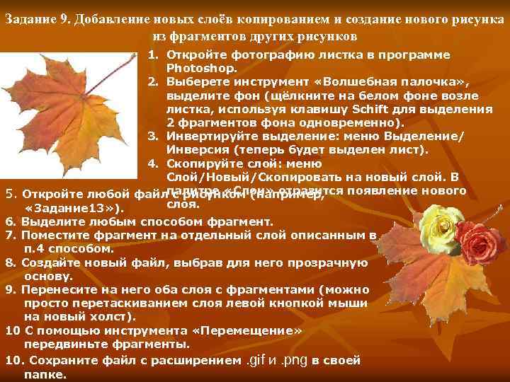 Задание 9. Добавление новых слоёв копированием и создание нового рисунка из фрагментов других рисунков