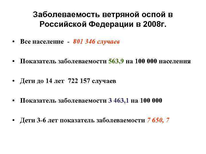 Заболеваемость ветряной оспой в Российской Федерации в 2008 г. • Все население - 801