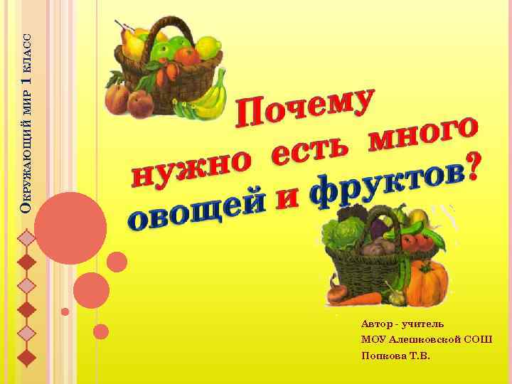 ОКРУЖАЮЩИЙ МИР 1 КЛАСС Автор - учитель МОУ Алешковской СОШ Попкова Т. В. 