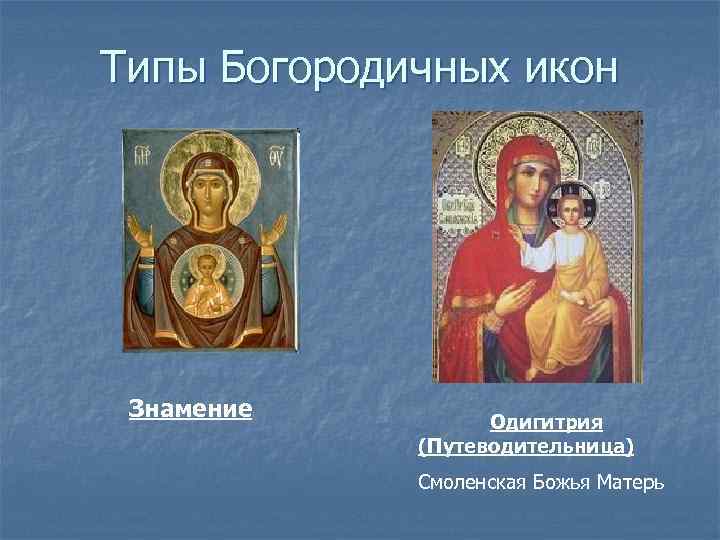 Типы Богородичных икон Знамение Одигитрия (Путеводительница) Смоленская Божья Матерь 