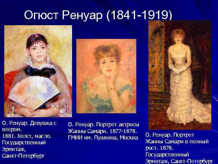 Огюст Ренуар (1841 -1919) О. Ренуар. Девушка с веером. 1881. Холст, масло. Государственный Эрмитаж,