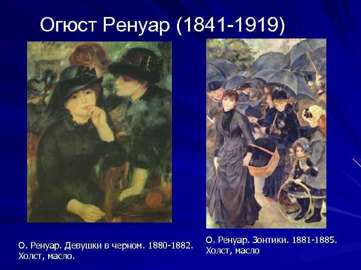 Огюст Ренуар (1841 -1919) О. Ренуар. Девушки в черном. 1880 -1882. Холст, масло. О.