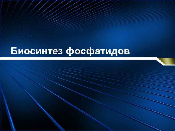 Биосинтез фосфатидов 