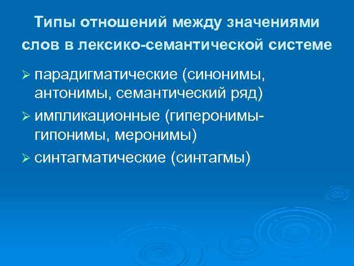 Как называется содержательный план одного из лексико семантических вариантов многозначного слова