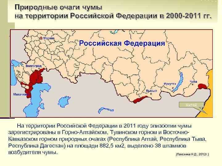 Природные очаги чумы на территории Российской Федерации в 2000 -2011 гг. Китай На территории