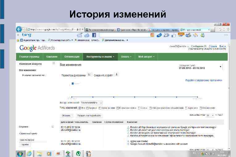 История изменений 