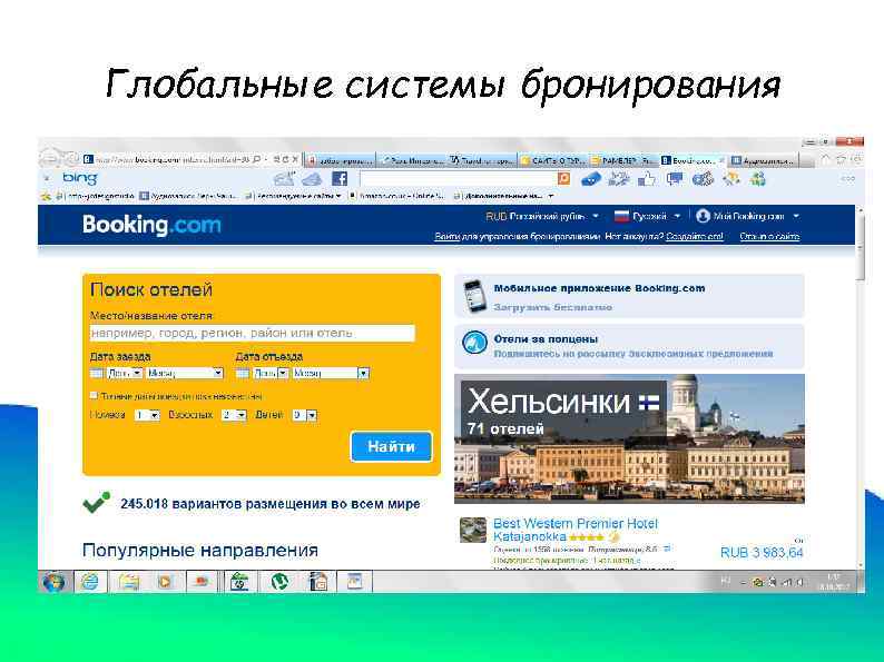 Глобальные системы бронирования в гостинице презентация