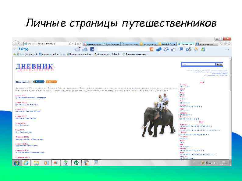 Личные страницы путешественников 