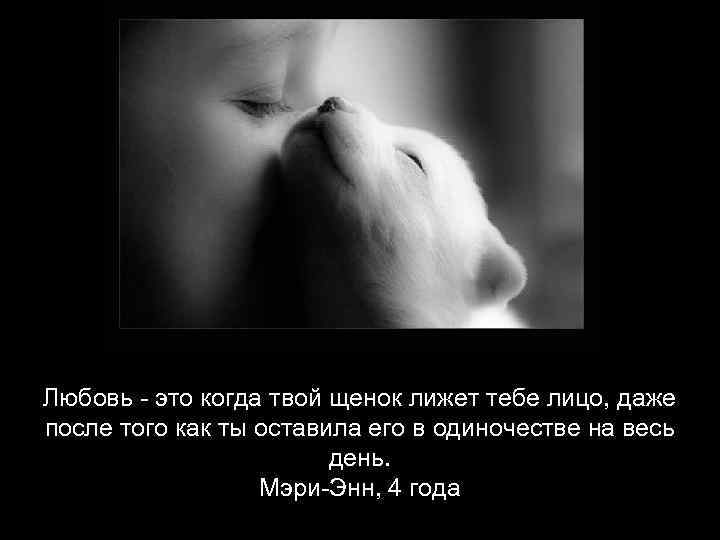 Любовь - это когда твой щенок лижет тебе лицо, даже после того как ты