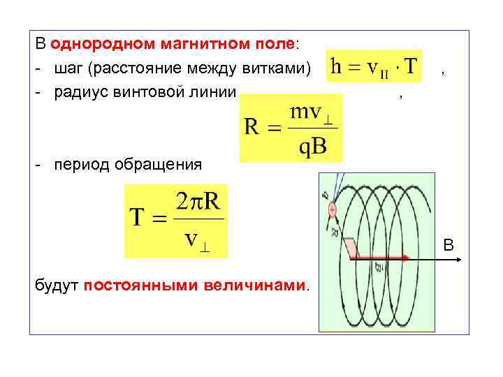 Шаг винтовой линии электрона