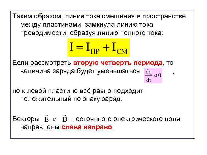 Плотность тока смещения в вакууме