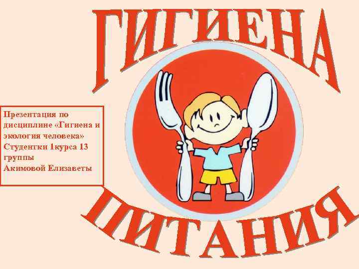 Презентация по дисциплине «Гигиена и экология человека» Студентки 1 курса 13 группы Акимовой Елизаветы