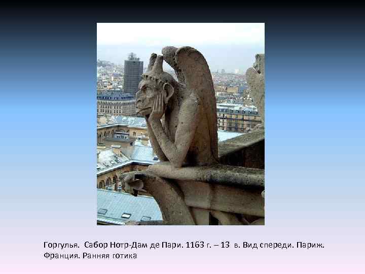 Горгулья. Сабор Нотр-Дам де Пари. 1163 г. – 13 в. Вид спереди. Париж. Франция.
