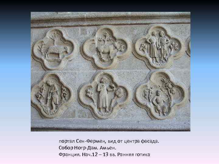 портал Сен-Фермен, вид от центра фасада. Собор Нотр-Дам. Амьен. Франция. Нач. 12 – 13