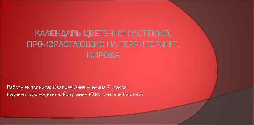 Работу выполнила: Свалова Анна ученица 7 класса Научный руководитель: Колупаева Ю. М. , учитель
