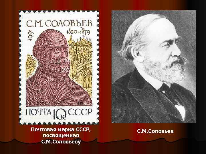 Почтовая марка СССР, посвященная С. М. Соловьеву С. М. Соловьев 